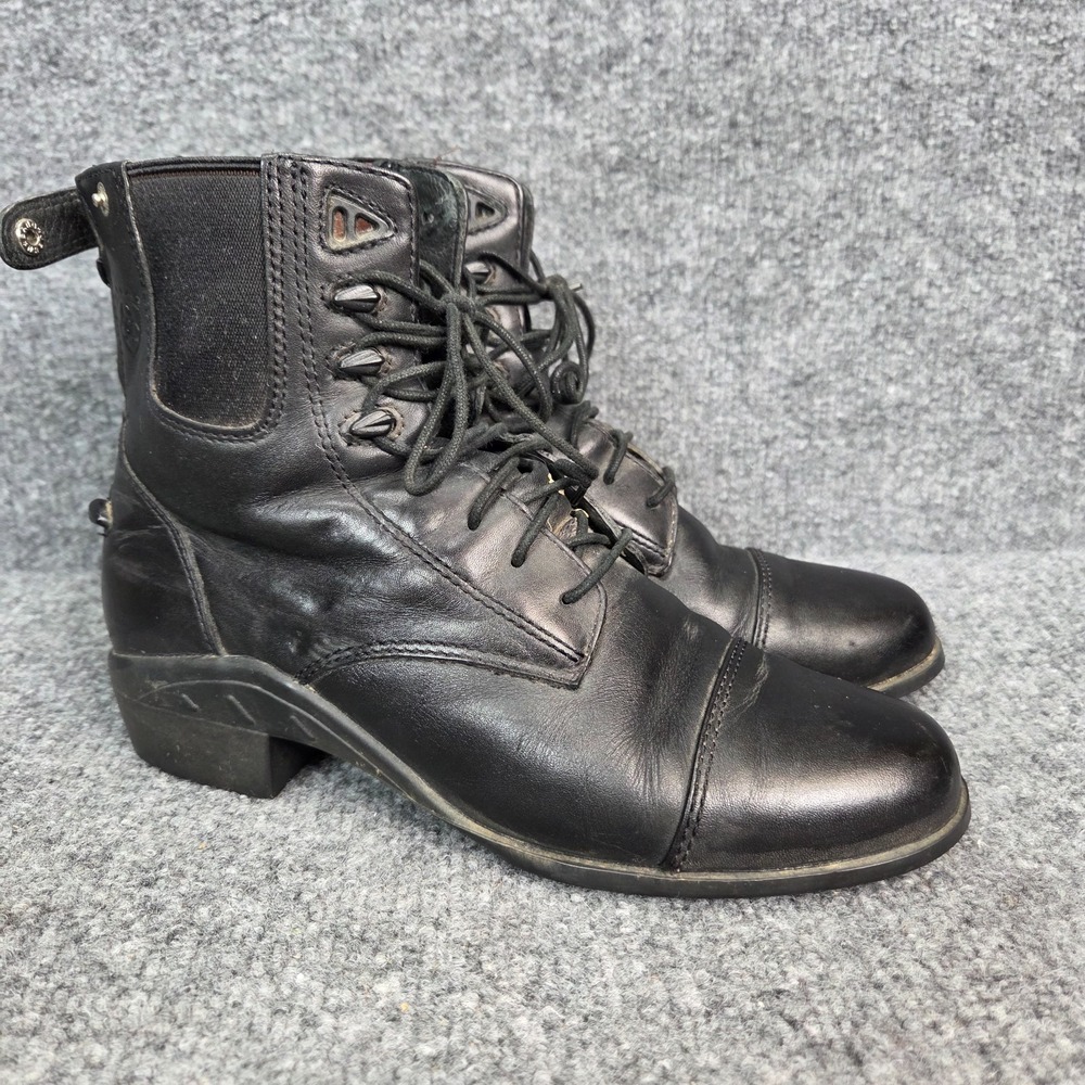 Ariat Heritage III Zip Lace Paddock Boots Black Leather Women's 7.5 B 56901 ATS